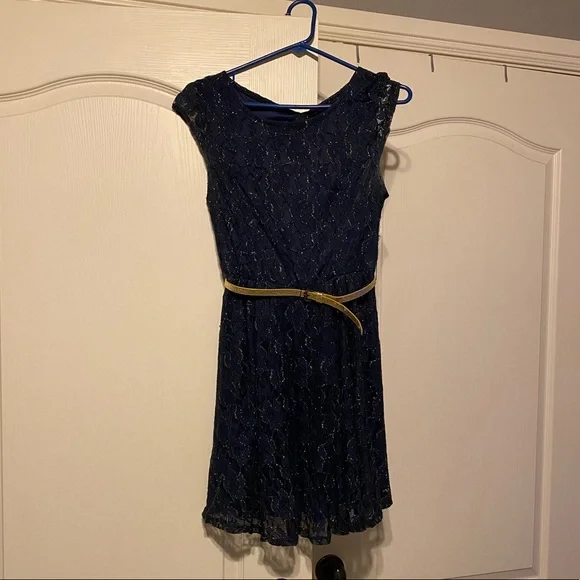 A. Byer Dresses | A. Byer Navy Blue And Gold Dress. Comes With Belt | Color: Blue/Gold | Size: S | Pm-85072650's Closet